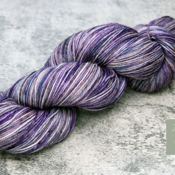 Hand Dyed Yarn, Skipping Steps, Soft purples and grey, Sock Yarn, Wool Yarn, Merino Yarn