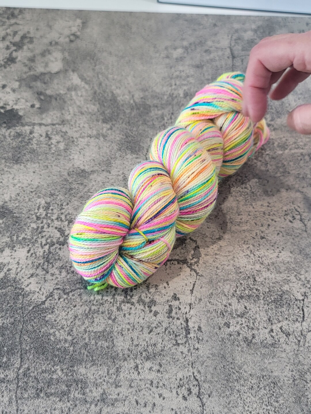 Hand Dyed Yarn, Highlighters, Pink, Yellow, Blacklight Reactive, Sock Yarn, Wool Yarn, Merino