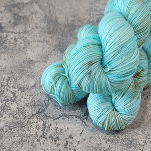 Hand Dyed Yarn, Araucana Eggs, light aqua and bronze, variagated,Hand Dyed Yarn, Sock Yarn, Wool Yarn, Merino Yarn