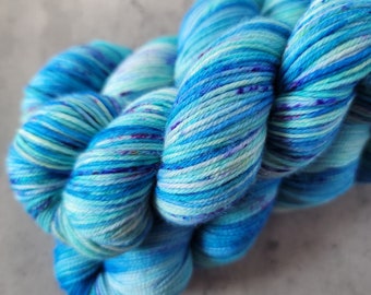 Hand Dyed Yarn, Cosmic Sky Blue Yarn Blacklight Reactive, Sock Yarn, Wool Yarn, Merino Yarn