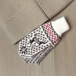 Wool Mittens, Knitted Down Wool Cold Weather Super Thick Hand Warmers, Women Winter Deer Mittens, Thermal Wool Gloves, Winter Mittens