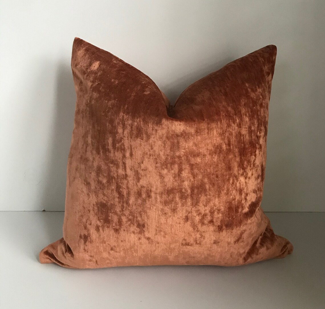 Crushed Velvet Glam Pillow in Salmon Pink Etsy