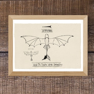 Sketch poster: How To Train Your Dragon paper support 100% handmade cotton