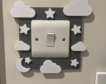 Moon Cloud Star Light Switch Surround | Nursery, Bedroom, Home Decor, Playroom Decor