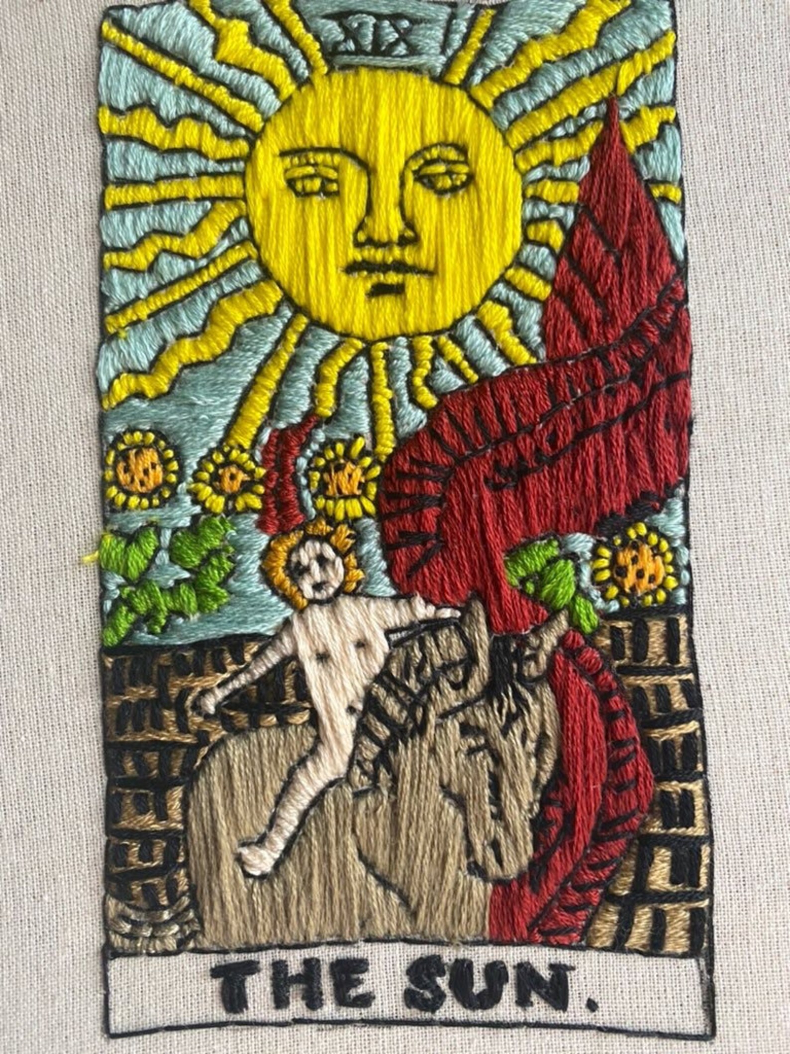 The sun tarot card hand embroidery  etsy The sun tarot card hand embroidery  etsy