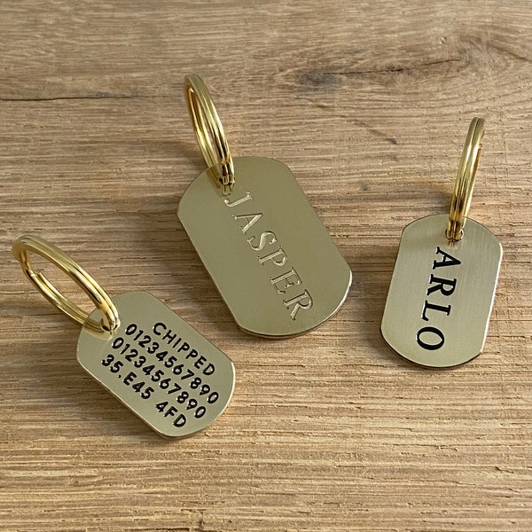 Solid brass dog tag / Dog ID tag / Pet tag / Puppy tag / Personalised tag / Military style tag / Army style tag / Deep engraved / Handmade