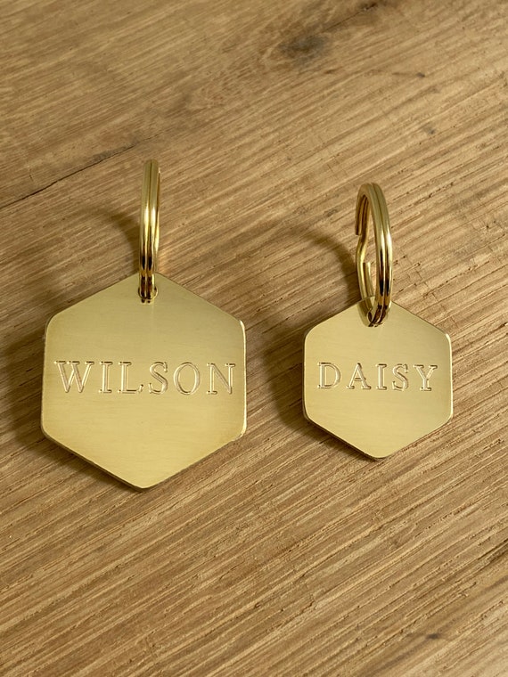 Solid Brass Dog Tag / Deep Engraved / Custom Pet Tag / Personalised Round  Ring Dog Tag / Ten Year Guarantee / Designed and Made in the U.K 