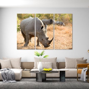 African Rhino Printing on Canvas, Safari Animals Decor for Wall, Rhino Painting for Wall, Wild Animals Wall Art, Wild Life Original Decor