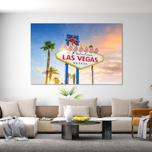 Welcome to Las Vegas Sign Print Canvas, Las Vegas Art for Gift, Las Vegas Decor Wall, Nevada State Travel, American Home Decor