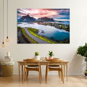Lofoten Islands Print Canvas, Lofoten Island Popular Art, Norway Travel Art for Gift, Norway painting for Wall, Norway Landscape Decor Wall