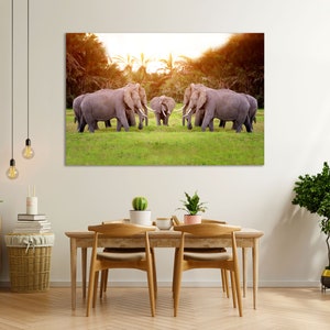 Elephants Wildlife Photography Print – African Safari Animal Wall Art | Nature Poster, Majestic Herd Artwork for Home Decor