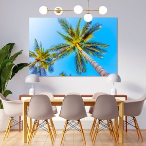 Beach Decor for Wall, Palm Trees Design Artwork for Interior, Beach Print Canvas, Tropical Trees Decor Wall, Print Canvas Palm Trees