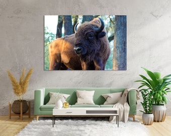 Bison Wall Decor, Bison Print Canvas, Bison Modern Wall Art, Bison Large Wall Art, Bison Picture Print, Bull Art for Wall, Bull Painting