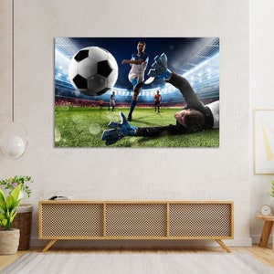 Football Game Print on Canvas, Football Goal Picture for Wall, Soccer Design Art for Wall, Football Art for Gift, Sport Game on Canvas