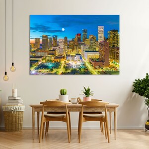 Houston Print on Canvas, Houston Skyline in Texas State, Houston Cityscape Wall Decor, Houston Modern Wall Art, Houston Art Print