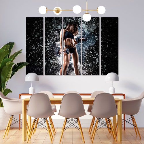 Girl with Dumbbells outlet Original Art for Wall, Fitness Art Print on Canvas, Sport Girl Digital Print on Canvas, Sport Decor for Gym, Gym Decor