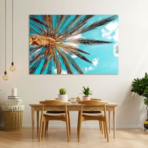 Palm Trees Print Art on Canvas, Tropical Leaves for Wall Decor, Palm Leaves Picture Print, Palm Trees Design Decor Wall, Tropical Island Art