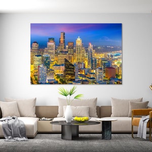 Seattle Cityscape Art for Wall, Seattle Wall Decoration, Seattle Print Canvas Sets, Washington State Photo Print, American Town Wall Art