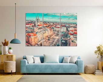 Zagreb Downtown Print Wall Art Zagreb in Croatia Art Decor Zagreb Cityscape Painting for Wall Zagreb Image Print on Canvas Zagreb Skyline