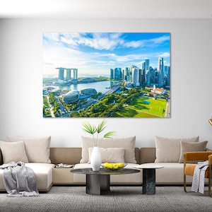 Singapore Downtown Wall Art, Singapore City on Canvas, Singapore Wall Decor, Singapore Large Decor for Home, Singapore Stylish Wall Art