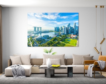 Singapore Downtown Wall Art, Singapore City on Canvas, Singapore Wall Decor, Singapore Large Decor for Home, Singapore Stylish Wall Art