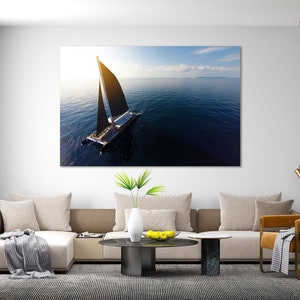 Sailboat Photo Print Canvas, Sea Boat Wall Art, Yacht Print on Canvas, Nautical Artwork for Wall, Sailboat Gift, Ship Decor for Interior