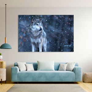 Wolf Picture Print Canvas, Wolf Art for Gift, Wold Modern Decor for Home, Wolf Large Wall Art, Wolf Painting Canvas, Wolf Original Decor