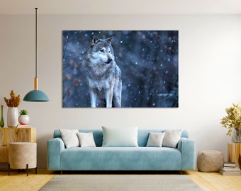 Wolf Bild Druck Leinwand, Wolf Kunst für Geschenk, Wold modernes Dekor für Haus, Wolf große Wandkunst, Wolf Malerei Leinwand, Wolf Original Dekor