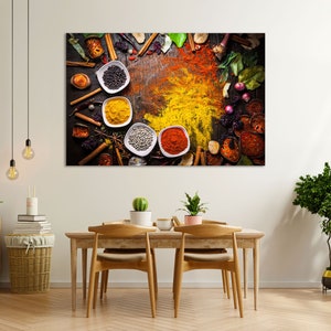 Colorful Spices for Stylish Decor Wall, Spices Decor, Spices Wall Art, Kitchen Artwork, Spices Painting on Canvas, Spices Print Canavs