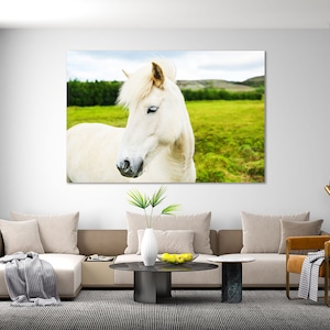 White Horse Wall Decor, White Horse Painting on Canvas, Horse Large Wall Decor, Horse Modern Art for Home, Horse Art for Gift, Horse Artwork
