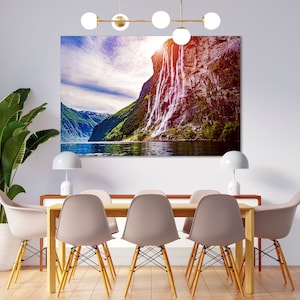 Seven Sisters Waterfall Photography Print – Norway Fjord Landscape Wall Art | Scenic Nature Poster, Nordic Travel Artwork