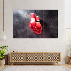 Red Boxing Gloves Canvas Print, Professional Sport Equipment for Wall Decor, Boxing Art Wall, Boxing Picture for Gift, Sport Wall Art