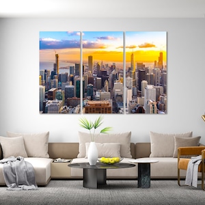 Chicago Large Wall Decor, Chicago Cityscape Print Canvas, Chicago Design Wall Decor, Chicago Modern painting for Wall, Chicago Skyline Print