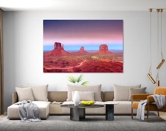 Monument of Valley Wall Art, Monument Valley Print Canvas, Mountains Landscape art for Wall, Arizona Monument Valley Picture Print