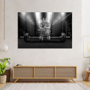 Athlete with Barbell Stylish Black and White Art for Wall Bodybuilding Art for Gift Weightlifting Decor for Gym Motivational Decor Gift