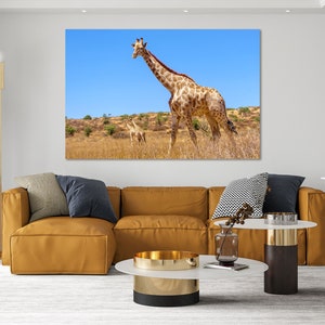 Giraffe Art for Gift, Giraffe Print Canvas, Wild Animals Painting on Canvas, African Animals Large Decor for Wall, Safari Art for Home