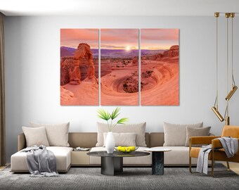 Arches National Park Print Art, National Park Wall Decor, Arches at Sunset Painting on Canvas, Utah Landscape Design for Wall, Delicate Arch