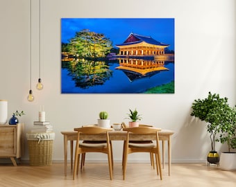 Gyeongbokgung Palace at Night in Seoul Popular Decor for Wall, Architecture of Seoul Print Canvas, Seoul at Night Art, South Korea Photo