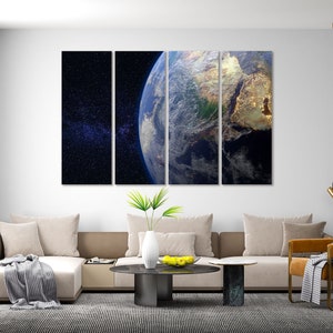 Erde Planet Kunst für Wanddekoration, Erde Planetendruck Leinwand, Planet der Erde Großes Wanddekor, Weltraum Kunst für Wand, Kosmos Druck, Weltraumkunst