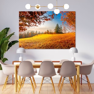 Colorful Autumn Art for Dining Room, Autumn Trees Painting on Canvas, Autumn Wall Decor, Autumn Art for Gift, Trees Print Canvas