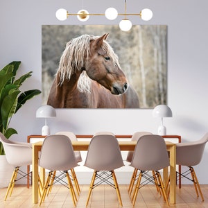 Horse Portrait Print Canvas, Horses Wall Art, Horse Art for Gift, Brown Horse Wall Decor, Horse Modern Wall Decor, Horse Photo Print