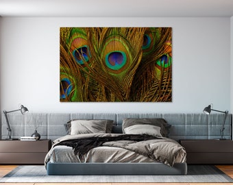 Peacock Feathers Print Canvas, Feathers Peacock for Wall Decor, Feathers Modern Wall Decor, Peacock Original Decor for Home, Peacock Artwork