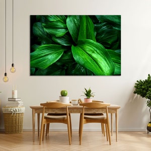 Large Foliage Decor Wall, Tropical Leaves Print Canvas, Dark Green Leaves Painting for Wall, Leaves Modern Wall Art, Foliage Decor on Canvas