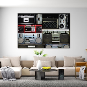Music Boombox Art for Wall, Hip Hop Artwork Print Canvas, Vintage Radio Boombox Stylish Decor Wall, Music Art fo Gift, Radio Boombox Print