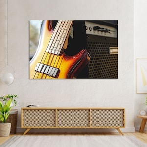 Wydruk gitary elektrycznej na płótnie, dekoracja ścienna z muzyką, dekoracja artystyczna z muzyką, sztuka gitarowa na prezent, dekoracja gitarowa, obraz muzyczny na płótnie