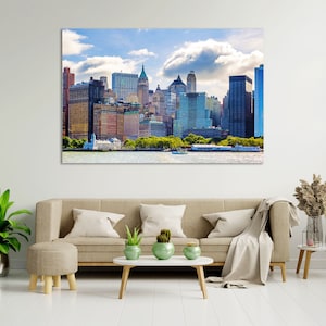 New York City with Manhattan Skyline Print Canvas, New York Wall Decor, New York Popular Art for Gift, New York City Stylish Art for Wall