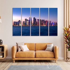 Doha Cityscape for Home Decor, Doha Painting for Wall, Doha Print Art on Canvas, Qatar Wall Art, Qatar Modern Decor Wall, Doha Photo Decor