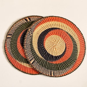 Bolga Handwoven Placemats | African Woven Table Mats | Natural Dining Decor | Boho Tableware | Eco-Friendly Placemats