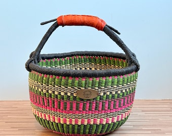 Bolga Basket Medium | Handgeweven Afrikaanse opberg- en boodschappenmand | Fair Trade Ghana