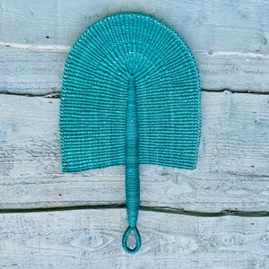 Bolga Fan 2 Hand Fan Handwoven AFRICAN Hand Fan African Woven Fan Blue